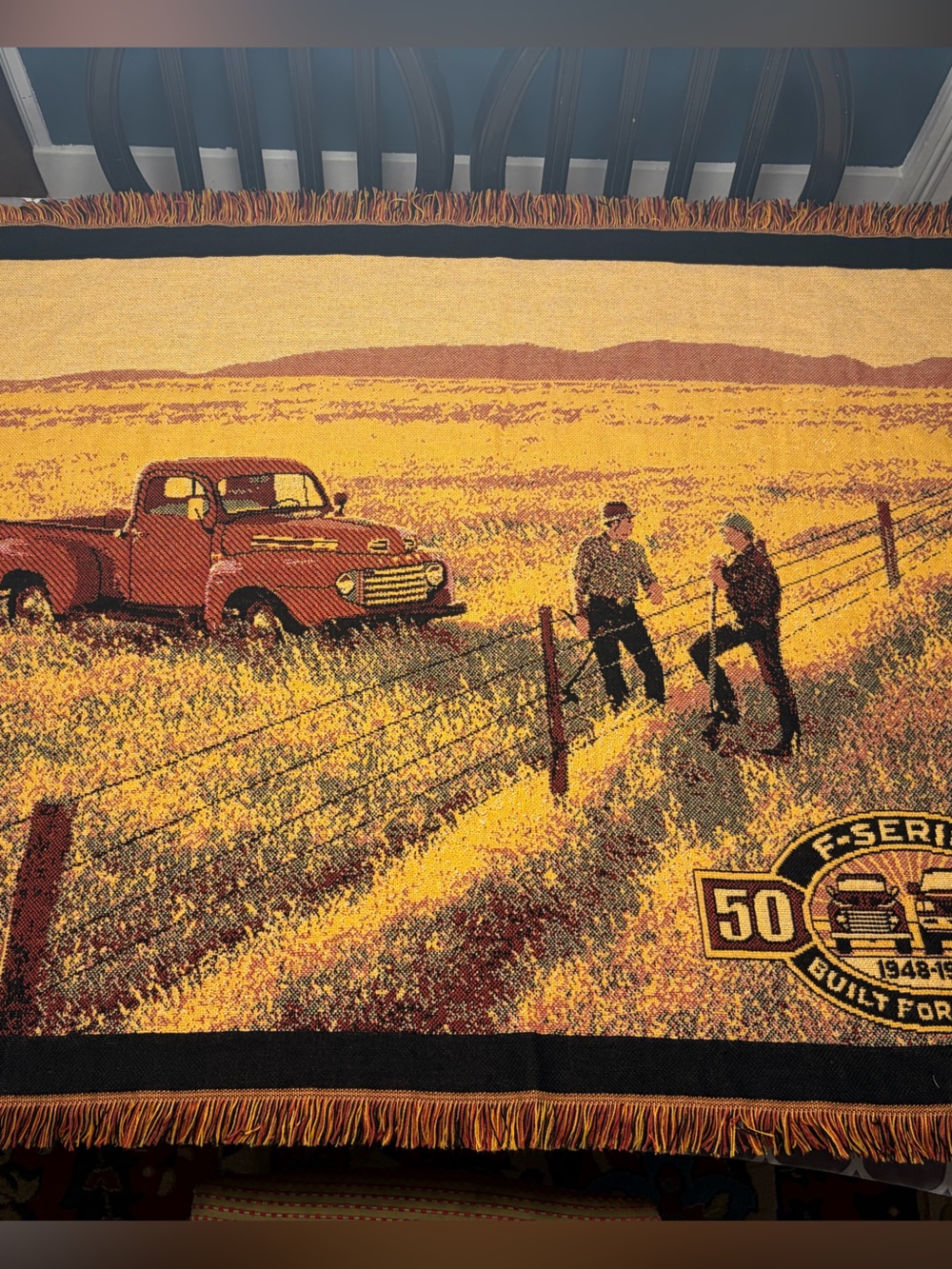Vintage Style Red Truck Woven Throw Blanket - 50 Years Tribute 52”x42”
